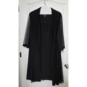 R&M Richards Collection - Black Dress - Black Mesh Jacket-Size 18w